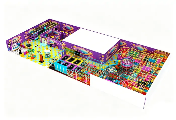 Large Macaroon Indoor Playground Manufacturer with Trampoline